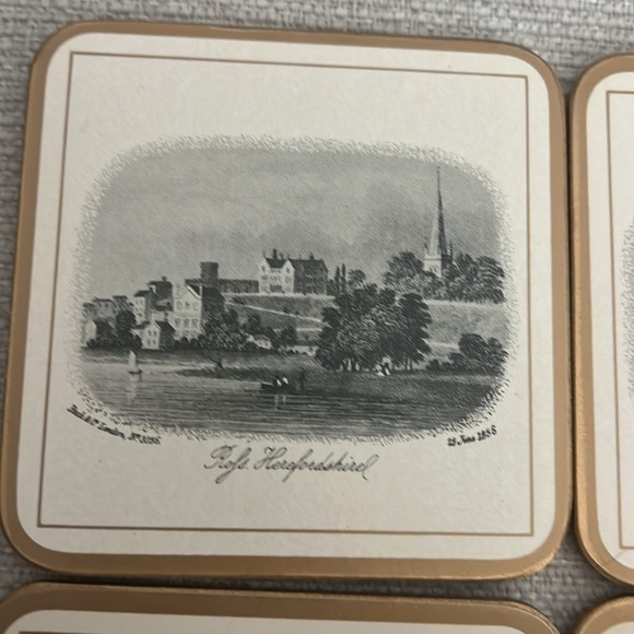 NEW Boxed Pimpernel British Heritage Coaster Set (6) | UK | Ivory, Gold Trim - Picture 4 of 11